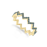 natural london blue topaz zig-zag wedding band rings in yellow gold vermeil